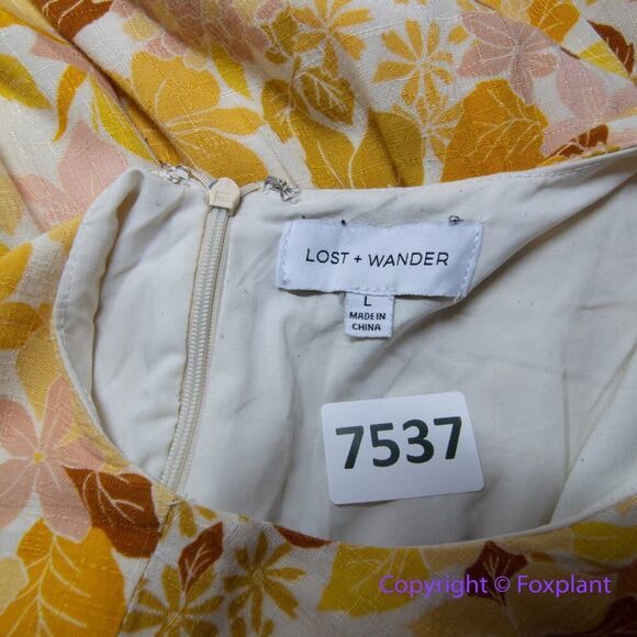 Lost + Wander Sorrento Yellow Multi Floral Print Tiered Mini Dress,‎ size L - Picture 14 of 16